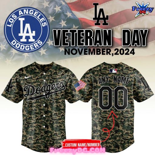 Los Angeles Dodgers 2024 Veterans Day Camo Baseball Jersey