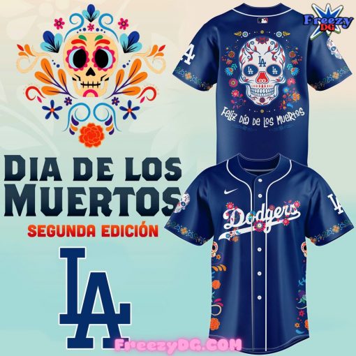 Los Angeles Dodgers Dia De Los Muertos Blue Baseball Jersey