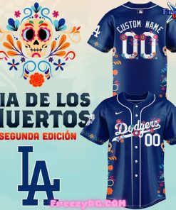 Los Angeles Dodgers Dia De Los Muertos Custom Blue Baseball Jersey