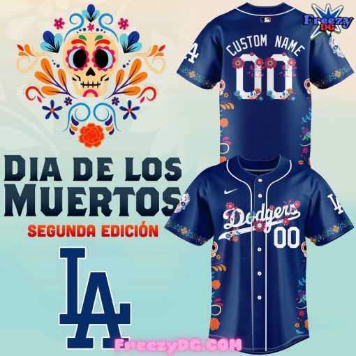 Los Angeles Dodgers Dia De Los Muertos Custom Blue Baseball Jersey