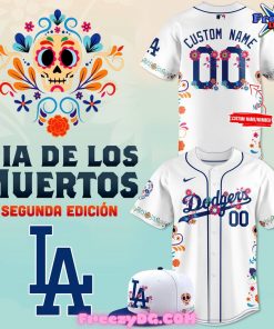 Los Angeles Dodgers Dia De Los Muertos Custom White Baseball Jersey