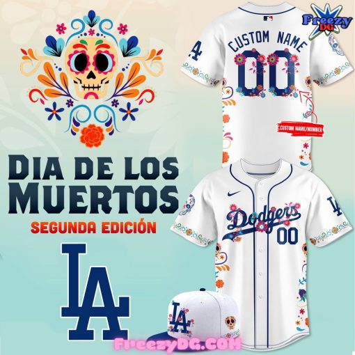 Los Angeles Dodgers Dia De Los Muertos Custom White Baseball Jersey