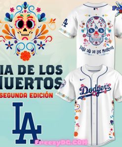 Los Angeles Dodgers Dia De Los Muertos White Baseball Jersey