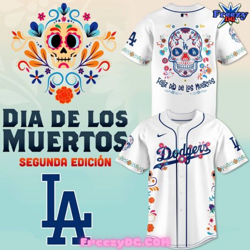 Los Angeles Dodgers Dia De Los Muertos White Baseball Jersey