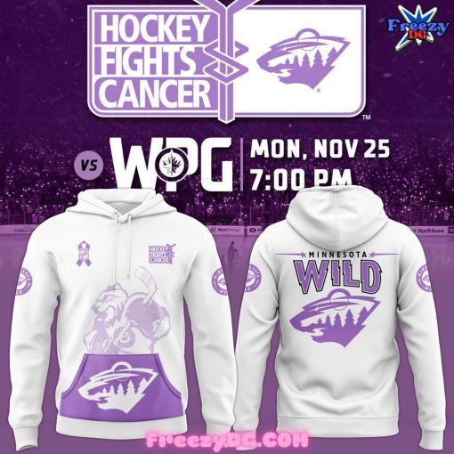 Minnesota Wild Fights x Cancer Special White Hoodie