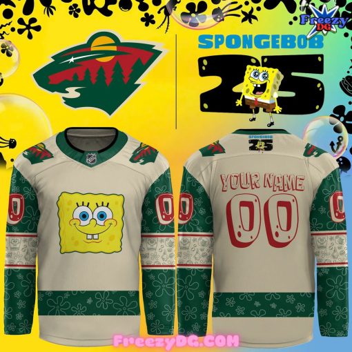 Minnesota Wild Spongebob 25th Anniversary Custom Hockey Jersey