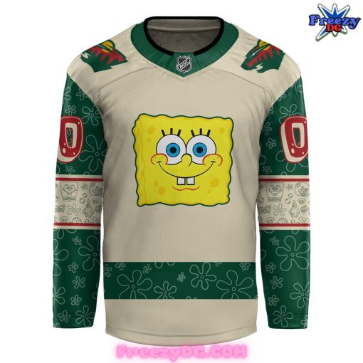 Minnesota Wild Spongebob 25th Anniversary Custom Hockey Jersey