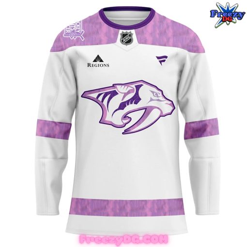 Nashville Predators Hockey Fights Cancer Special Hockey Jersey