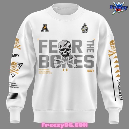 Navy Midshipmen Football Fear The Bones White Sweatshirt