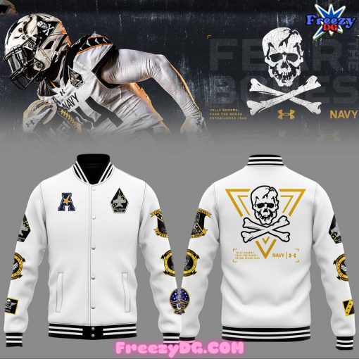 Navy Midshipmen Football Special White Baseball Jacket