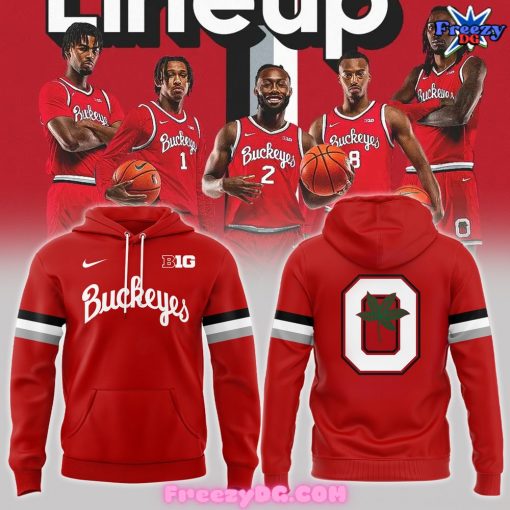 Ohio State Buckeyes Basketball Line Up Special Red Hoodie