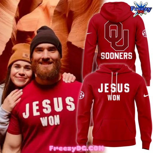 Oklahoma Sooners Jesus Won Special Red Hoodie