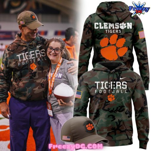 Olive Clemson Tigers Military Appreciation Camo Hoodie