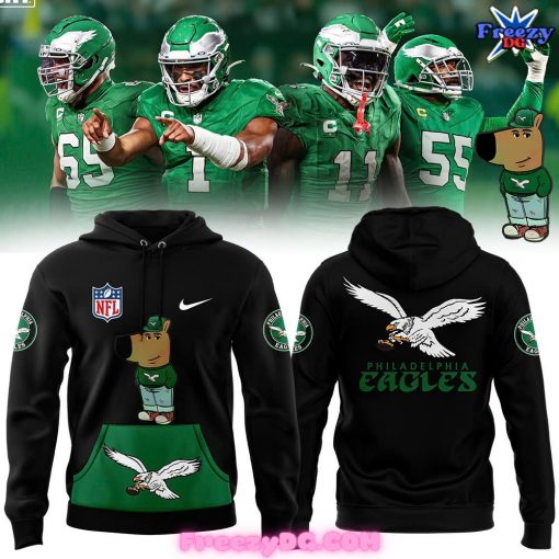 Philadelphia Eagles Chill Guy 2024 Black Hoodie