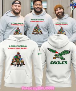 Philadelphia Eagles Christmas Party 2024 White Hoodie