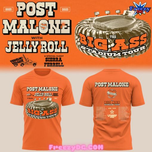 Post Malone Jelly Roll Big Ass Stadium Tour Orange T-Shirt