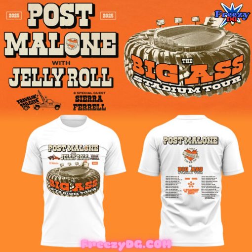 Post Malone Jelly Roll Big Ass Stadium Tour White T-Shirt