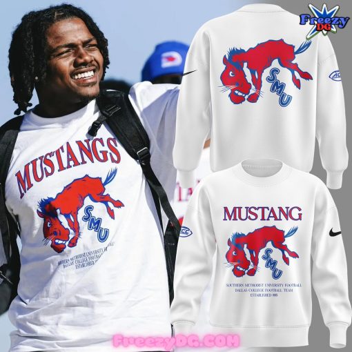 SMU Mustangs Football White Sweatshirt