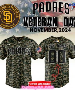 San Diego Padres 2024 Veterans Day Camo Baseball Jersey