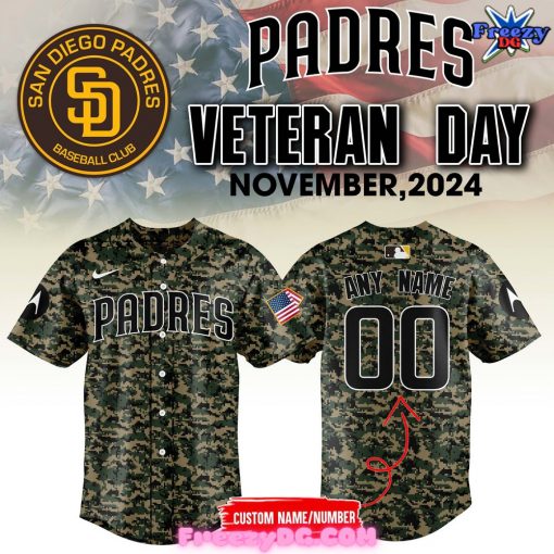 San Diego Padres 2024 Veterans Day Camo Baseball Jersey