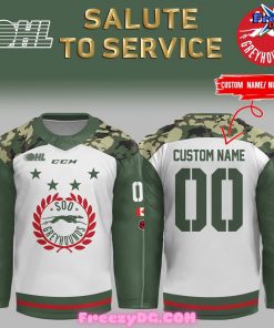 Soo Greyhounds Salute to Service 2024 Green Hockey Jersey