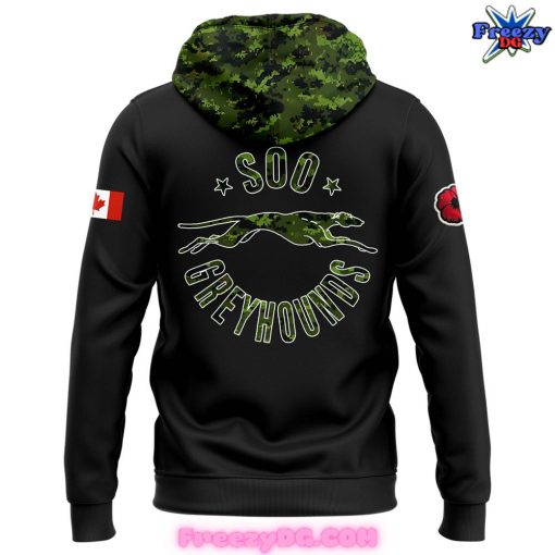 Soo Greyhounds Salute to Service 2024 Green Hoodie