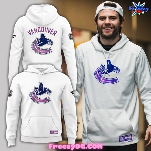 Vancouver Canucks Hockey Fights Cancer White Hoodie