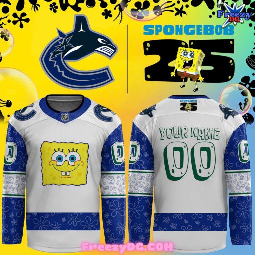 Vancouver Canucks Spongebob 25th Anniversary Custom Hockey Jersey