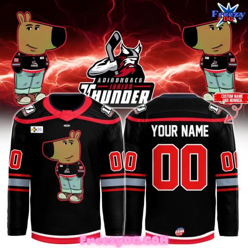 Adirondack Thunder Chill Guy 2025 Black Hockey Jersey