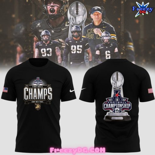 Army Black Knights AAC Champions 2024 Black T-Shirt