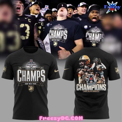 Army Black Knights Football AAC Champions 2024 Black T-Shirt