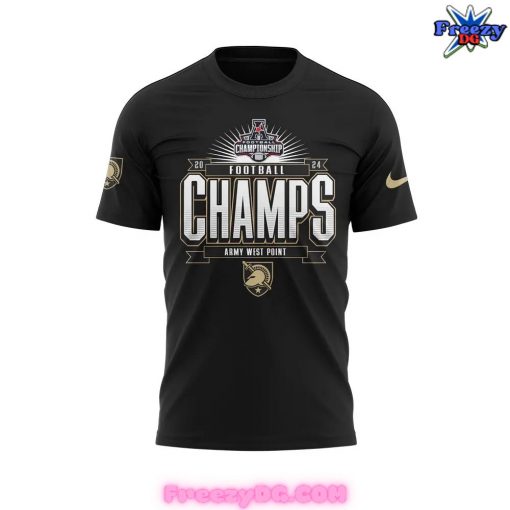 Army Black Knights Football AAC Champions 2024 Black T-Shirt