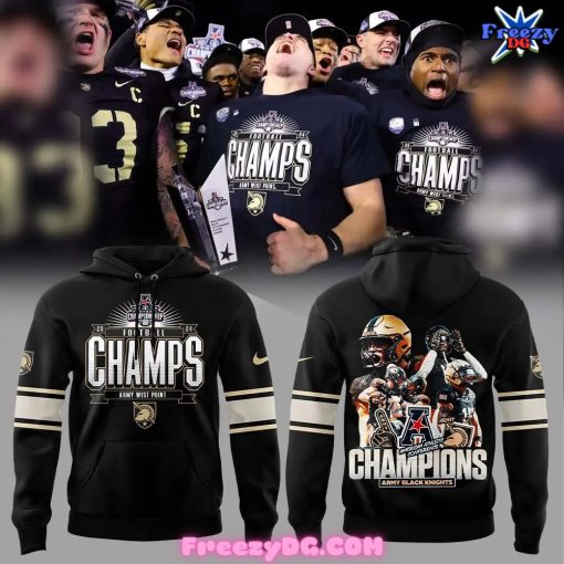 Army Black Knights Football AAC Champions 2024 Black Hoodie