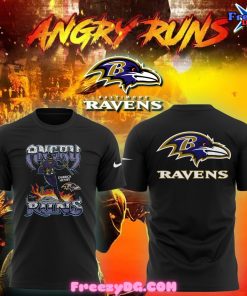 Baltimore Ravens Angry Runs 2024 Black T-Shirt