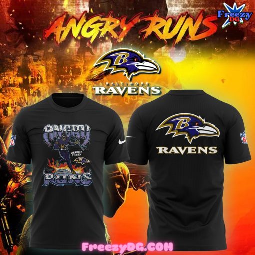 Baltimore Ravens Angry Runs 2024 Black T-Shirt