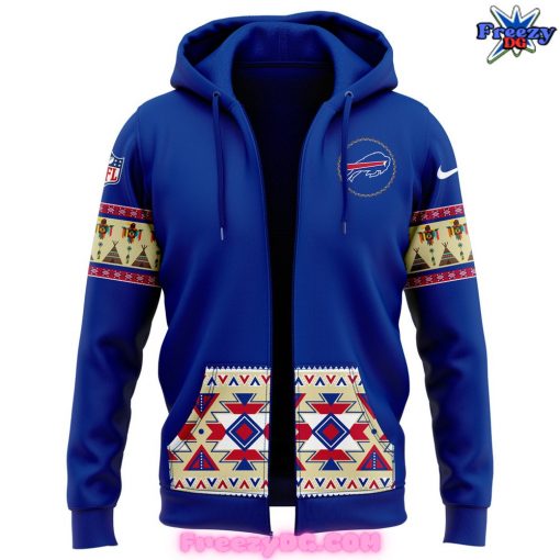 Buffalo Bills Native American Heritage Month Blue Zip Hoodie