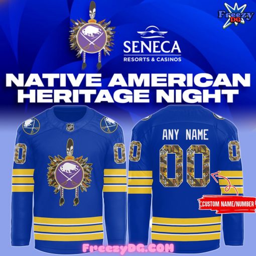 Buffalo Sabres Native American Heritage Month 2024 Blue Hockey Jersey