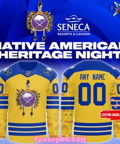 Buffalo Sabres Native American Heritage Month 2024 Gold Hockey Jersey