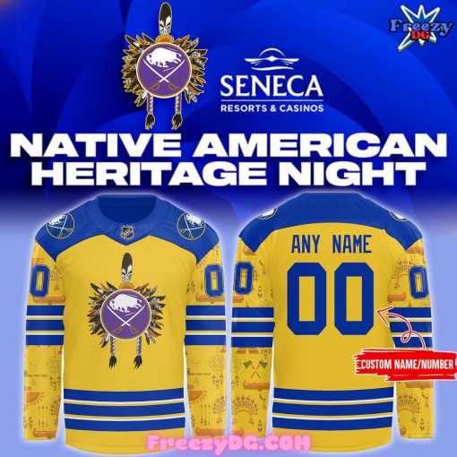 Buffalo Sabres Native American Heritage Month 2024 Gold Hockey Jersey