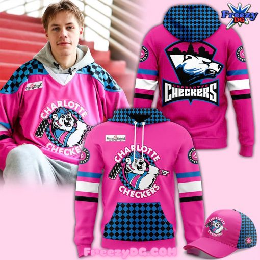 Charlotte Checkers Neon Night Custom Pink Hoodie