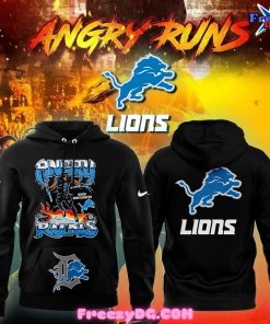 Detroit Lions Angry Runs 2024 Black Hoodie