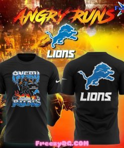 Detroit Lions Angry Runs 2024 Black T-Shirt