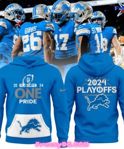 Detroit Lions One Pride Playoffs 2024 Blue Hoodie