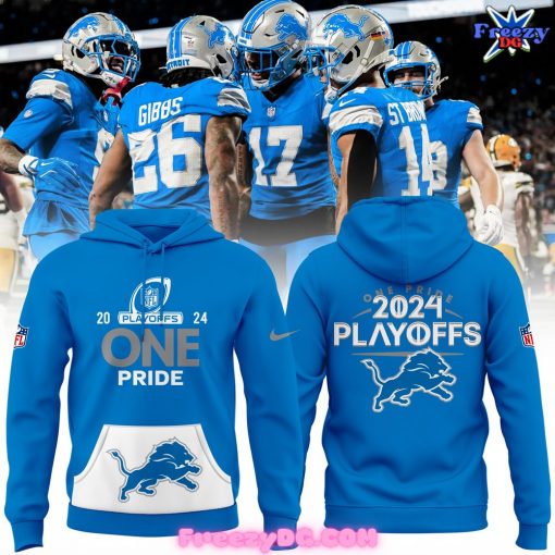 Detroit Lions One Pride Playoffs 2024 Blue Hoodie