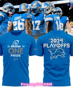 Detroit Lions One Pride Playoffs 2024 Blue T-Shirt