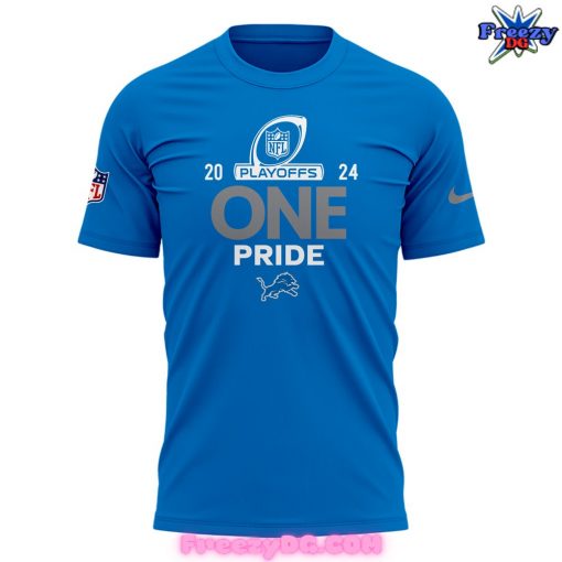 Detroit Lions One Pride Playoffs 2024 Blue T-Shirt