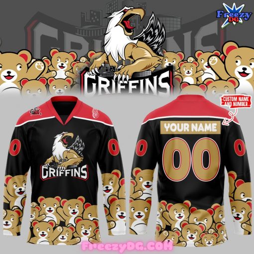 Grand Rapids Griffins Teddy Bear Toss Black Hockey Jersey