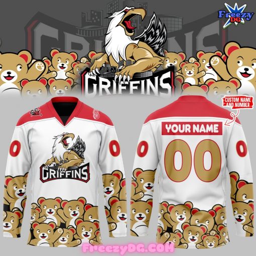 Grand Rapids Griffins Teddy Bear Toss White Hockey Jersey