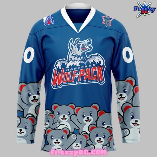 Hartford Wolf Pack Teddy Bear Toss Blue Hockey Jersey