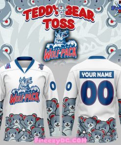 Hartford Wolf Pack Teddy Bear Toss White Hockey Jersey